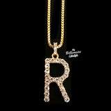 Bling Initial on Box Chain (Gold)
