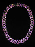 Ladies Bling C Link Choker (Silver with Big Pink Stones)