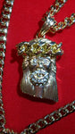 5.5mm Gold Link Chain with Angel / Jesus Piece Set