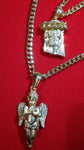 5.5mm Gold Link Chain with Angel / Jesus Piece Set
