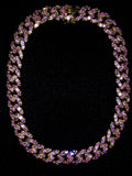 Ladies Bling C Link Choker (Gold with Big Pink Stones)