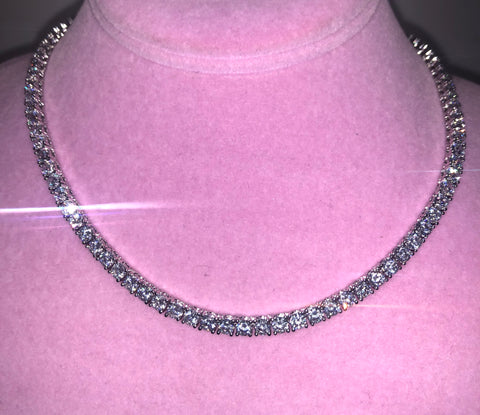 Ladies Thin Bling Chain Choker (Silver with Clear Stones)