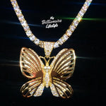 Butterfly on Thin Bling Chain (Gold with Clear stones)