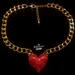 Red Heart on Cuban Link chain