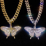 Butterfly on Ladies Cuban Link Chain