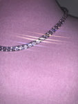Ladies Thin Bling Tennis Chain (Silver with Pink Stones)