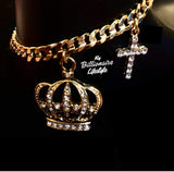 Crown Letter C Link Charm Bracelet