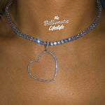 Thin Silver Open Heart on Thin Bling Chain