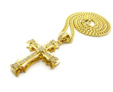 Cross with Stones on Cuban Link Chain