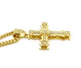 Cross with Stones on Cuban Link Chain