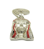 Jesus Piece Red and Clear Stones (Silver)