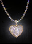 Pave Heart Chain (gold with Clear stones)