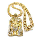 Jesus Piece on Bling Cuban Link chain (Large)