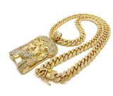 Jesus Piece on Bling Cuban Link chain (Large)