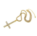 Inverted Cross on Bling Chain (Gold)