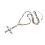 Inverted Cross on Bling Chain (Silver)