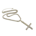 Inverted Cross on Bling Chain (Silver)