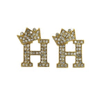Crown Letter Earring (Gold)