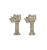 Crown Letter Earring (Silver)