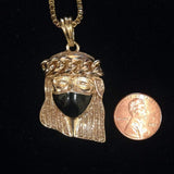 Gold Jesus Piece with Black Mask