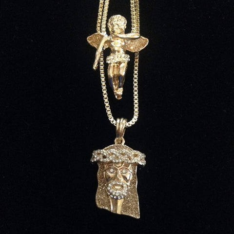 Gold Waving Angel / Jesus Piece Flashy Set