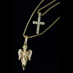 Gold Cross / Angel on Rope Chain Set